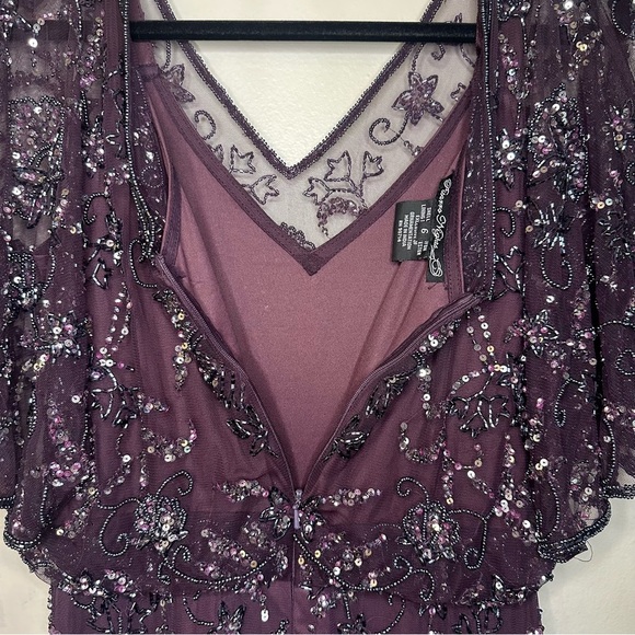 Pisarro Nights Plum full length beaded dress size 6 - Picture 7 of 14